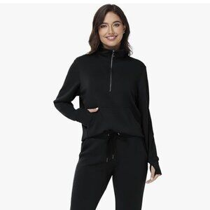NWOT Tracksuit top, half zip  soft lightweight jacket / top, pocket, black L